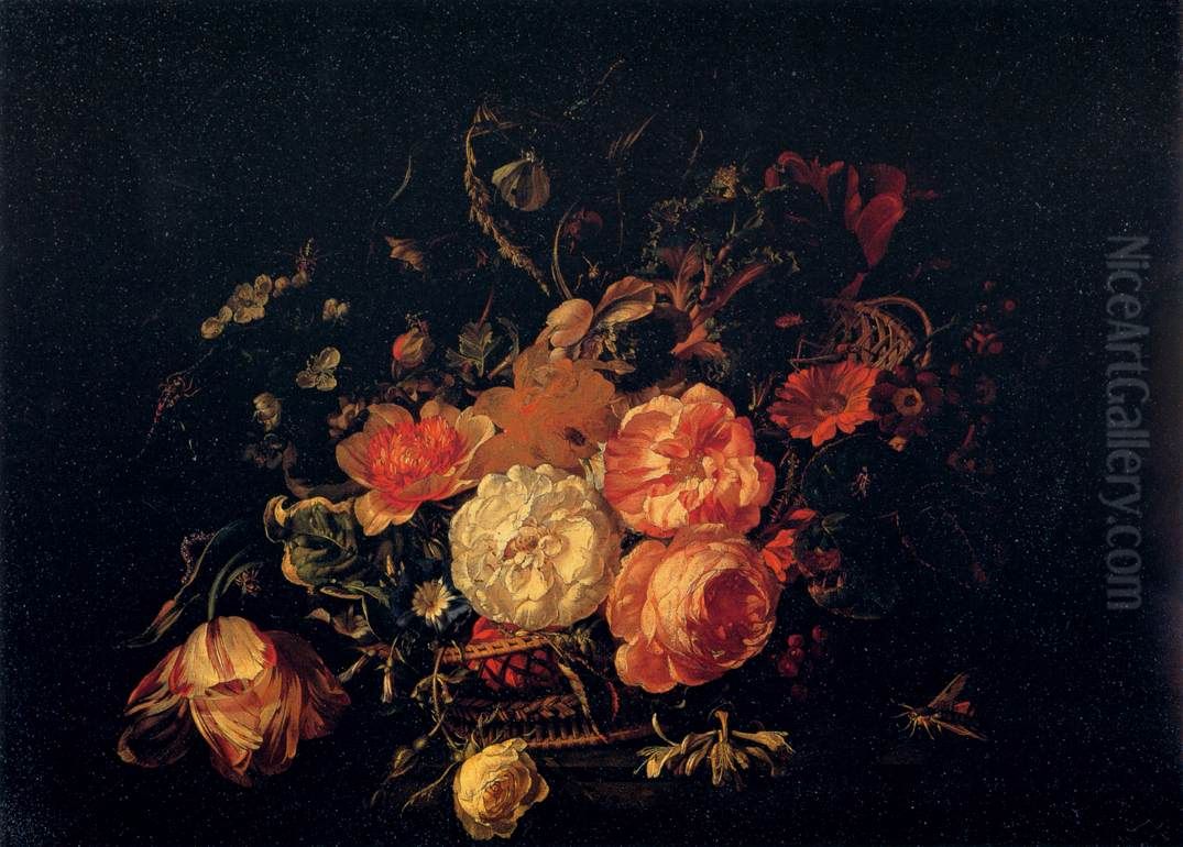Basket of Flowers Oil Painting by Rachel Ruysch