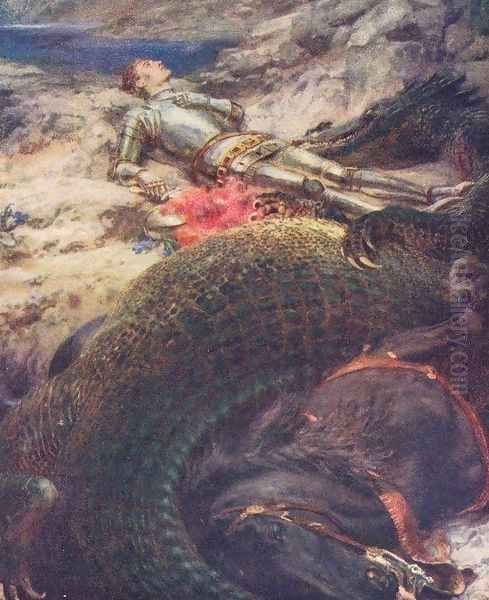 St George and the Dragon Oil Painting by Briton Riviere