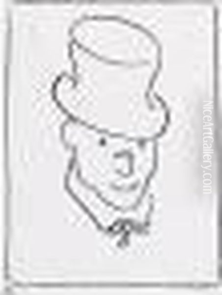 Man In Top Hat And Bow Tie Oil Painting by William Nicholson