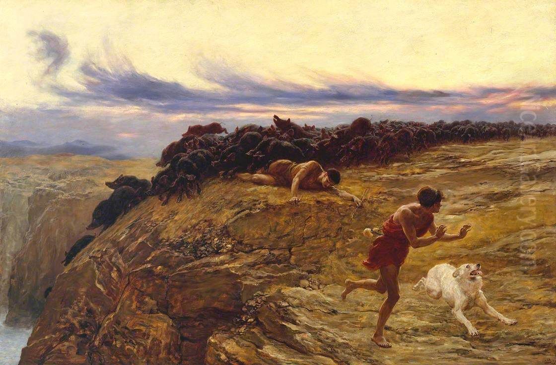 The Miracle of the Gaderene Swine Oil Painting by Briton Riviere