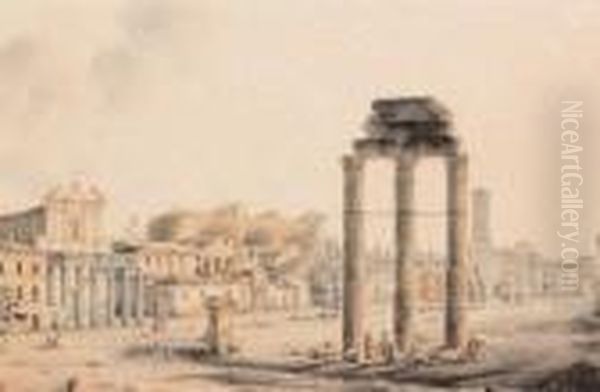 Vue Du Forum A Rome
 Aquarelle Oil Painting by Victor-Jean Nicolle