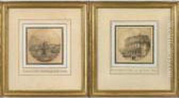 Deux Vues De Rome. Oil Painting by Victor-Jean Nicolle