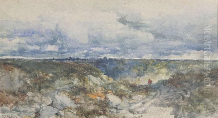 Landschap Met Personage Op Landwegel Oil Painting by Edmund John Niemann