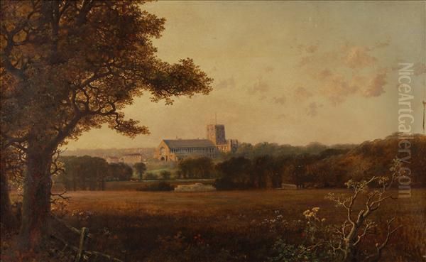 Distant Viewof St Albans Oil Painting by Edmund John Niemann