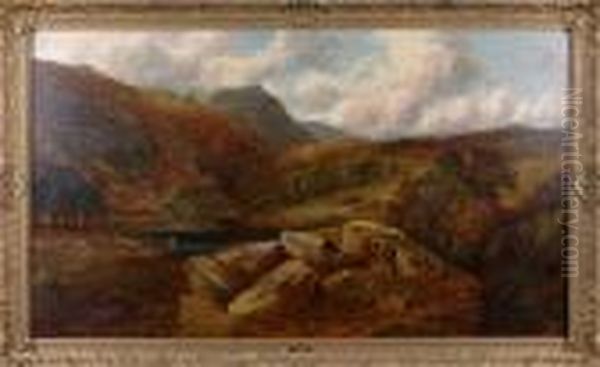 The Trossachs, Stirlingshire, Scotland With Figures In The Foreground. Oil Painting by Edmund John Niemann