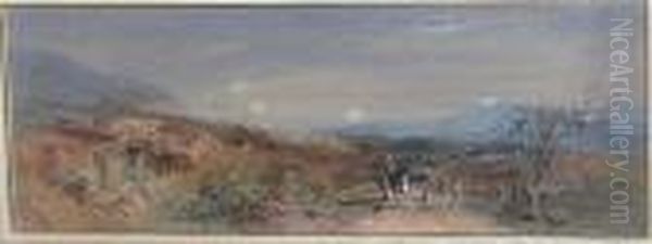 Horse And Cart In A Rural Landscape Oil Painting by Edmund John Niemann
