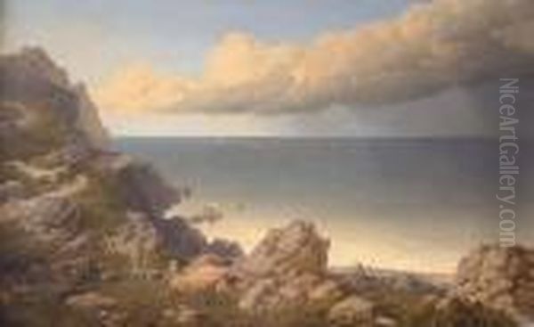 Pen Maen Mawr, Anglesey In Distance Oil Painting by Edmund John Niemann