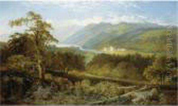 A View Of Taymouth Castle On Loch Tay Oil Painting by Edmund John Niemann