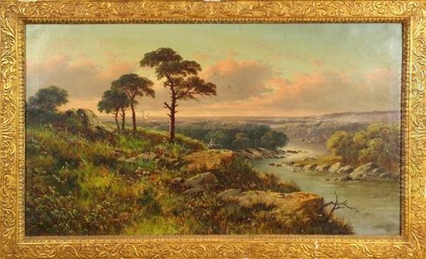Paesaggio Fluviale Al Tramonto Oil Painting by Edmund John Niemann