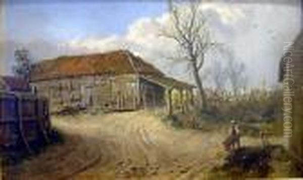 Black Horse Stables At Sidcup Oil Painting by Edmund John Niemann