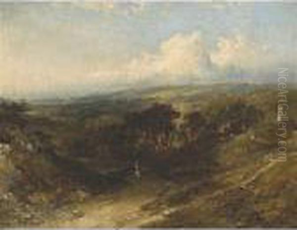 Traveller On A Mountain Roadway Oil Painting by Edmund John Niemann