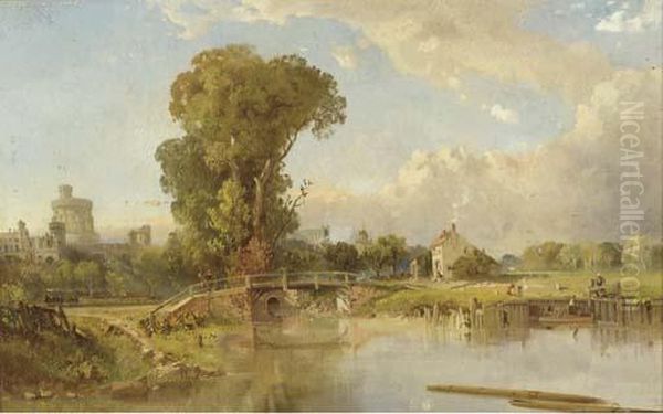 Windsor And Eton From The Thames Oil Painting by Edmund John Niemann