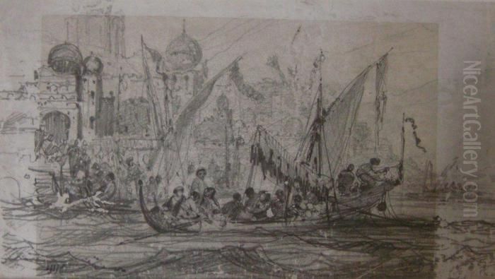 Vue De Constantinople Oil Painting by Jules Achille-Noel