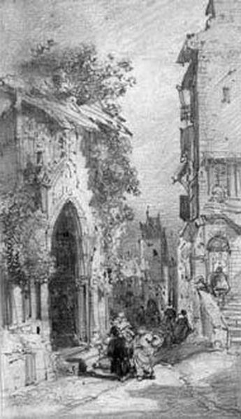  Vieille Rue Bretonne  Oil Painting by Jules Achille-Noel