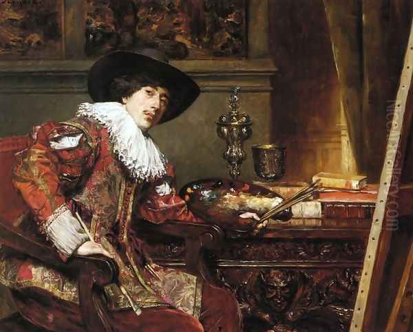 Portrait of an Artist Oil Painting by Ferdinand Victor Leon Roybet