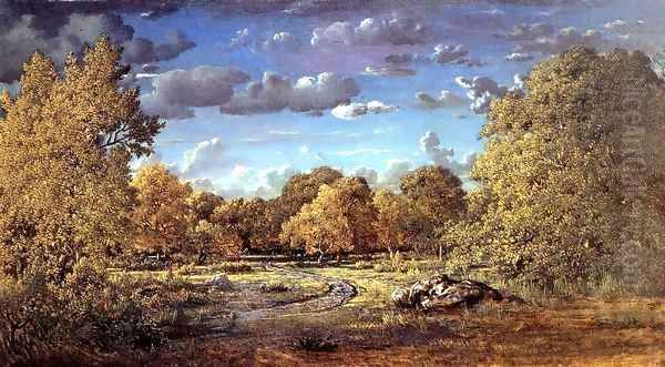 Glade of the Reine Blanche in the Fontainebleau Forest 1860 Oil Painting by Theodore Rousseau