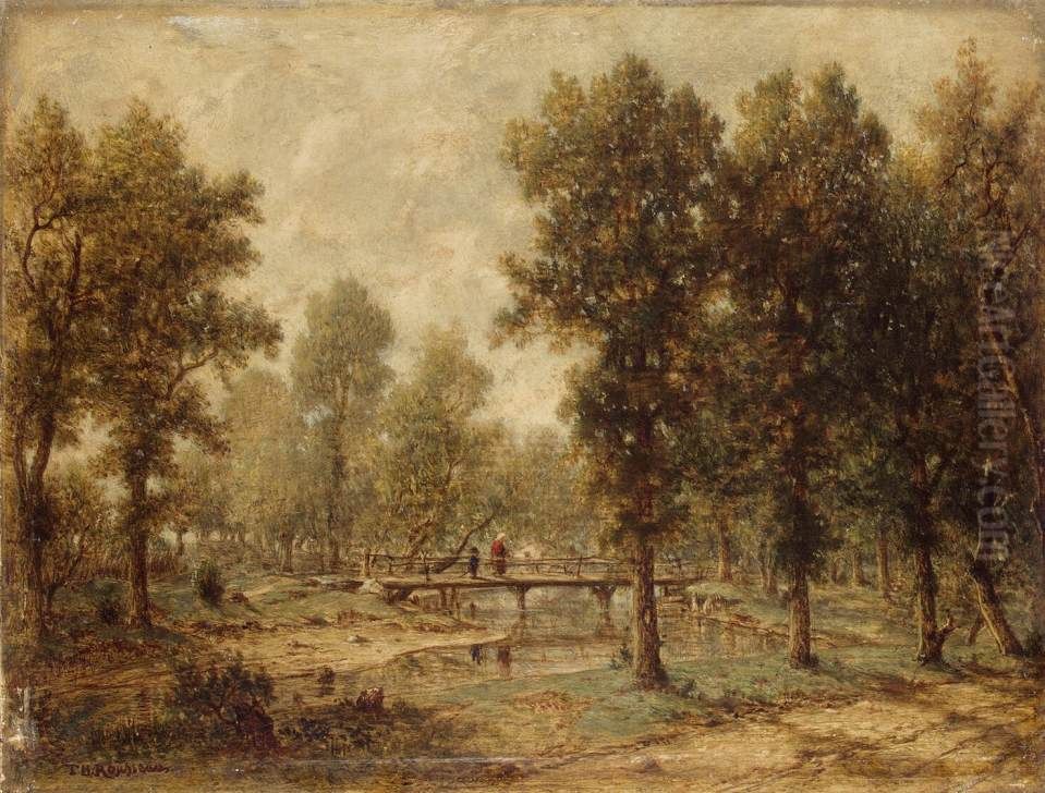Landscape with a Bridge Oil Painting by Theodore Rousseau