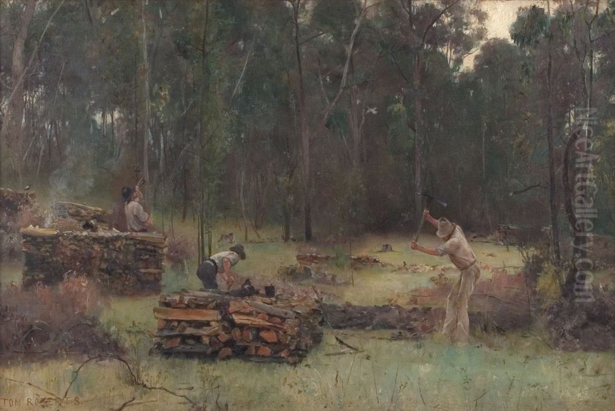 Charcoal Burners Oil Painting by Tom Roberts