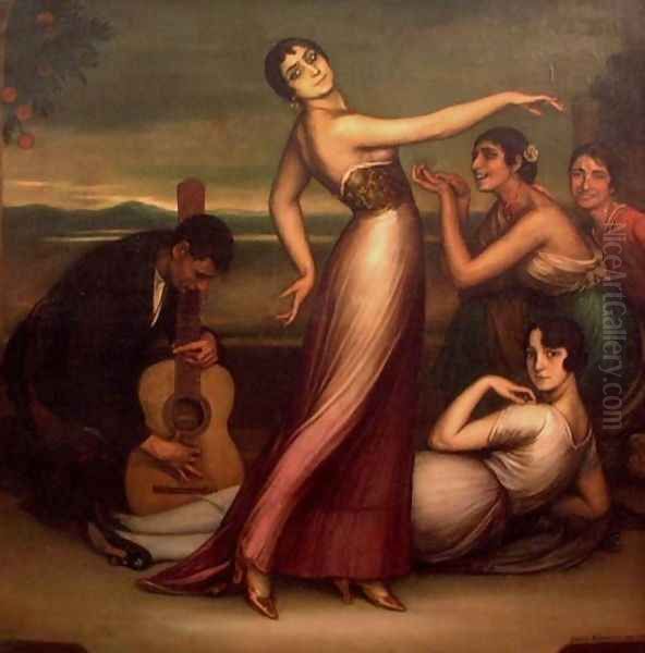 Alegrias Oil Painting by Julio de Romero de Torres