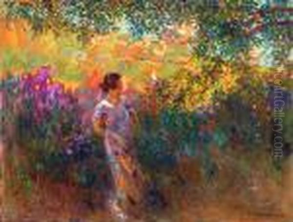 Vespero Oil Painting by Plinio Nomellini