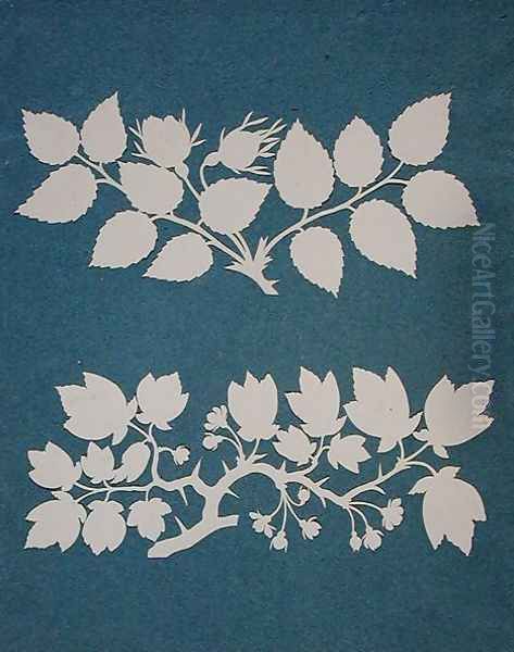 A Rose Branch and Jasmin Branch Oil Painting by Philipp Otto Runge