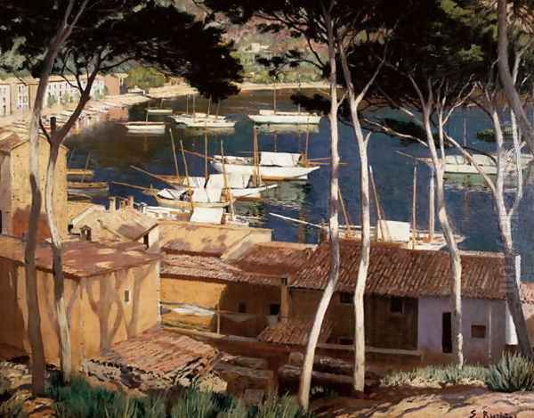 Port de Soller, 1900s Oil Painting by Santiago Rusinol i Prats