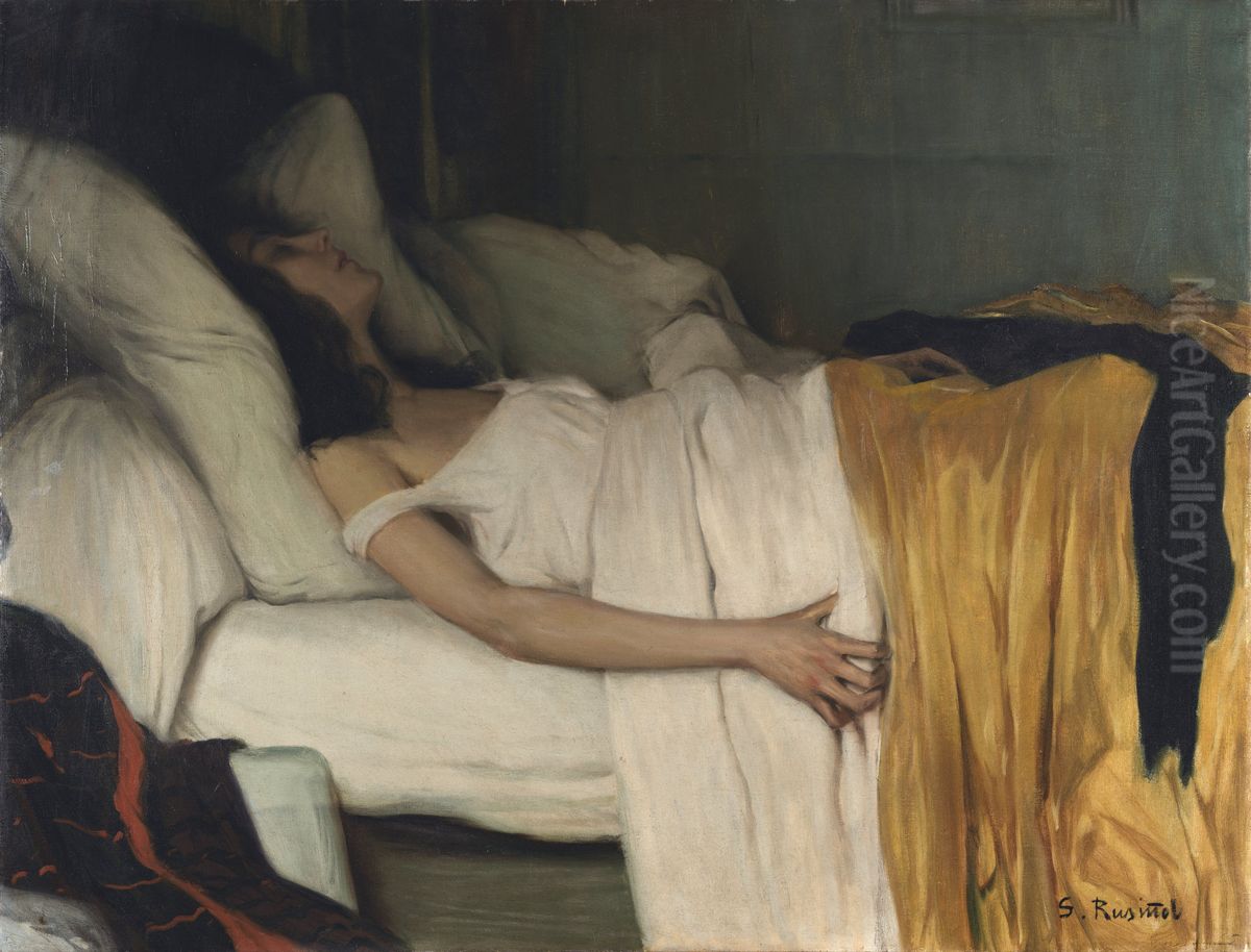 La morfina Oil Painting by Santiago Rusinol i Prats