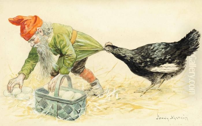 Aggtjuven Oil Painting by Jenny Nystrom