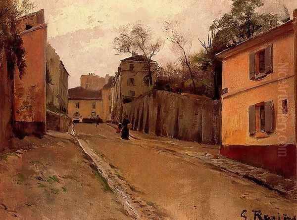 Calle de Montmartre 2 Oil Painting by Santiago Rusinol i Prats