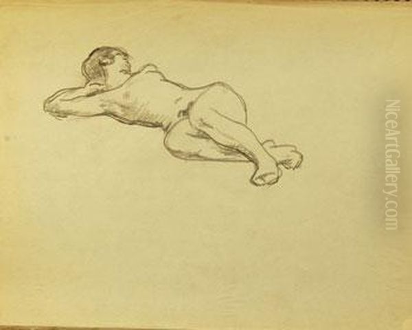 Nu Assoupi Bras Sous La Tete Oil Painting by Roderic O'Conor