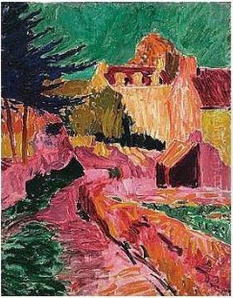 Houses At Lezaven, Pont-aven Oil Painting by Roderic O'Conor