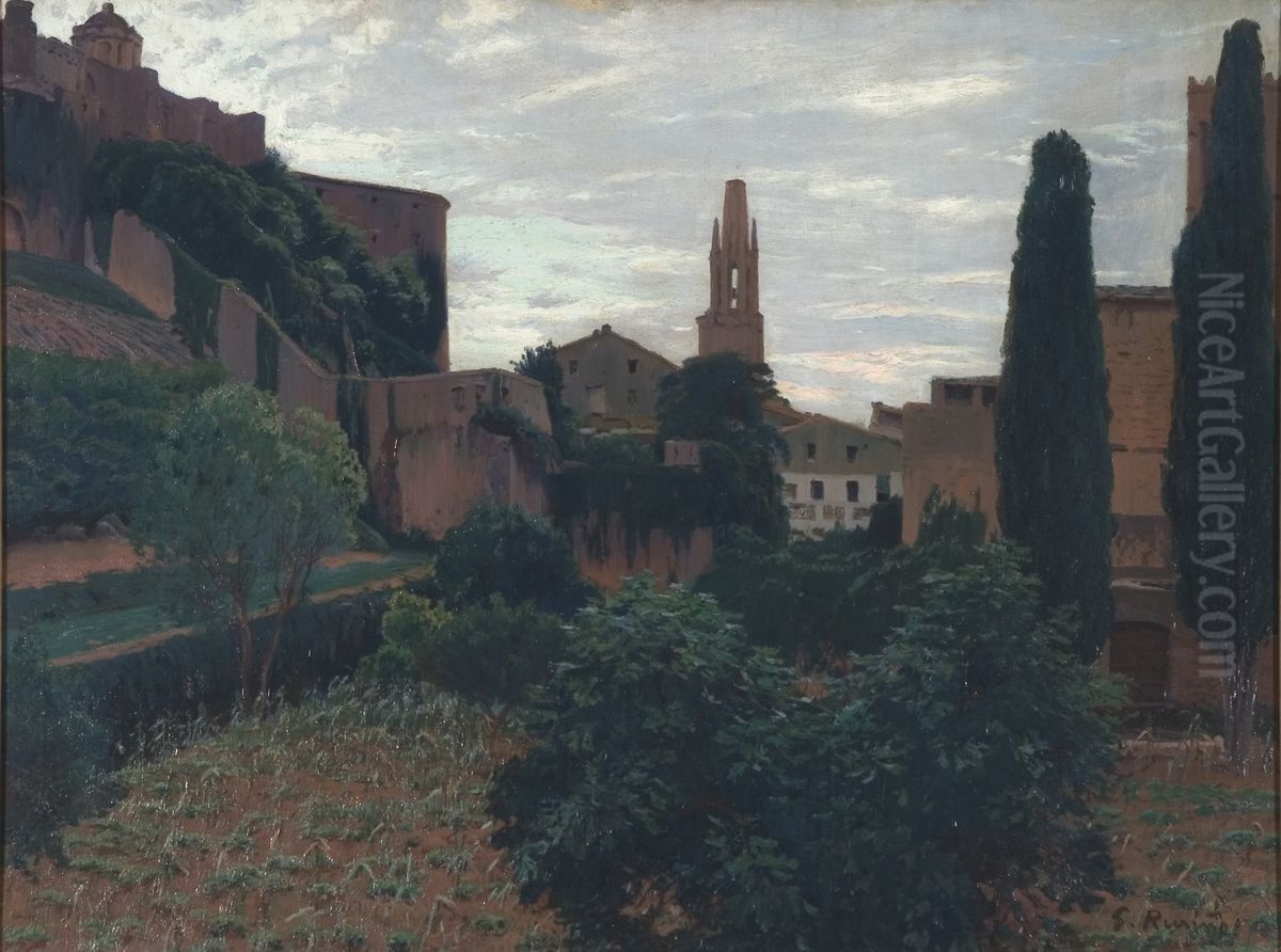 Girona Oil Painting by Santiago Rusinol i Prats