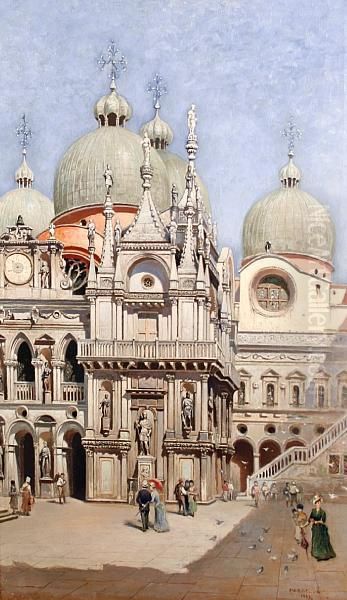 St Marks Square, Venice Oil Painting by Frans Wilhelm Odelmark
