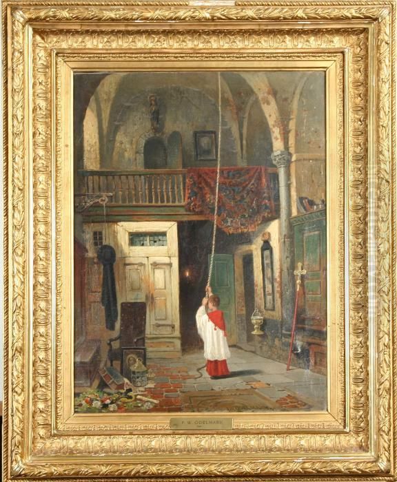 Kyrkointerior Med Korgosse Oil Painting by Frans Wilhelm Odelmark