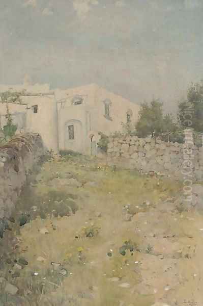 A Mediterranean farmstead Oil Painting by Ernest Arthur Rowe