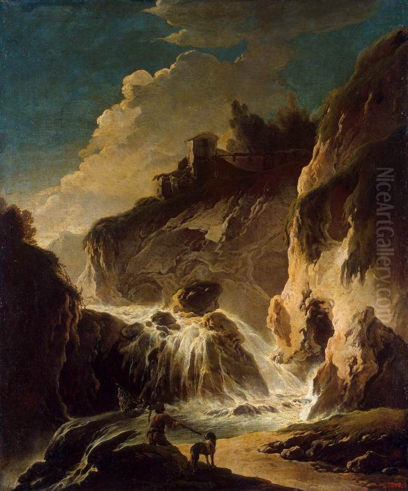 Landscape with a Waterfall Oil Painting by Philipp Peter Roos