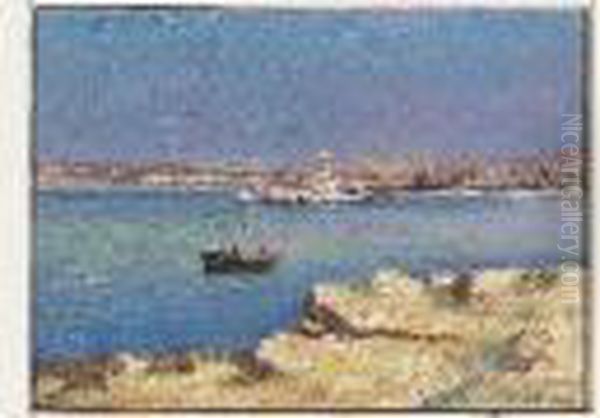 Barque Devant Le Port Oil Painting by Jean-Baptiste Olive