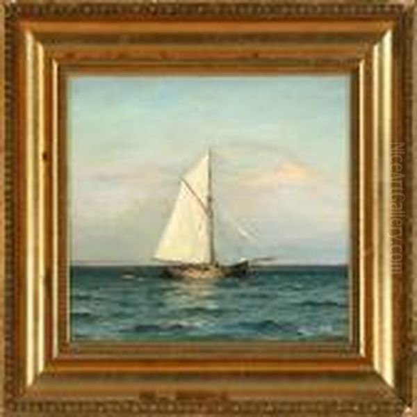 Marine With A Sailing Boat In 
The Great Sound, Denmark. Signed And Dated C. Benjamin O. 1911 Oil Painting by Christian Benjamin Olsen