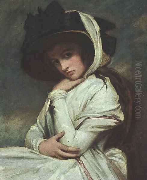 Lady Hamilton in a Straw Hat 1785 Oil Painting by George Romney