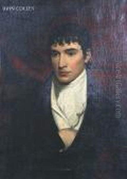 A Portrait Of John Colley, As A 
Young Man, Waist Length, Wearing Dark Jacket And White Stock Oil Painting by John Opie