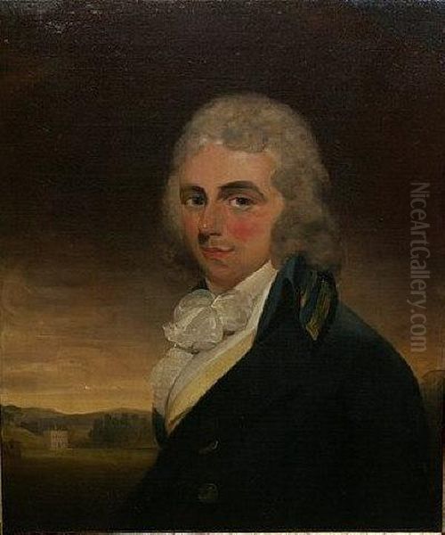 A Portrait Of William Clarke Of 
Buckland-tout-saints, Kingsbridge, Devon. He Is Shown Before His Devon 
Mansion Which Was Acquired By Him In 1793. Died 1795 Oil Painting by John Opie