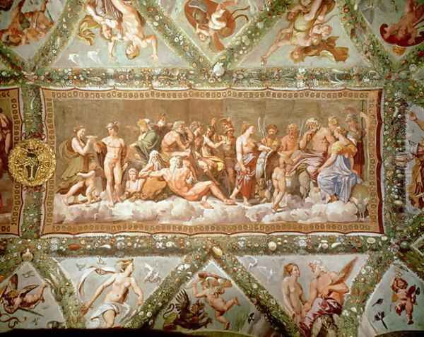 The Council of the Gods, ceiling painting of the Courtship and Marriage of Cupid and Psyche Oil Painting by Raphael