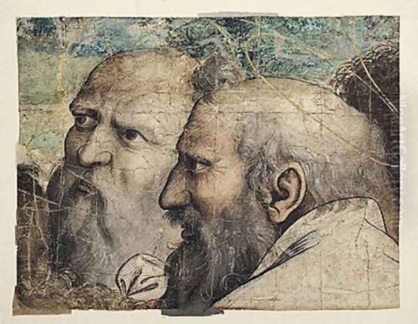 Two Heads, study for St. Peter Receiving the Keys to Heaven Oil Painting by Raphael