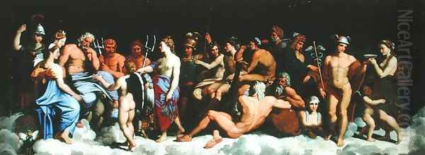 The Assembly of the Gods, after the frescoes in the Loggia of the Farnesina in Rome Oil Painting by Raphael