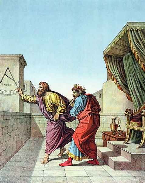 King Hezekiah is given a sign by God through Isaiah that he will live for another 15 years Oil Painting by Raphael