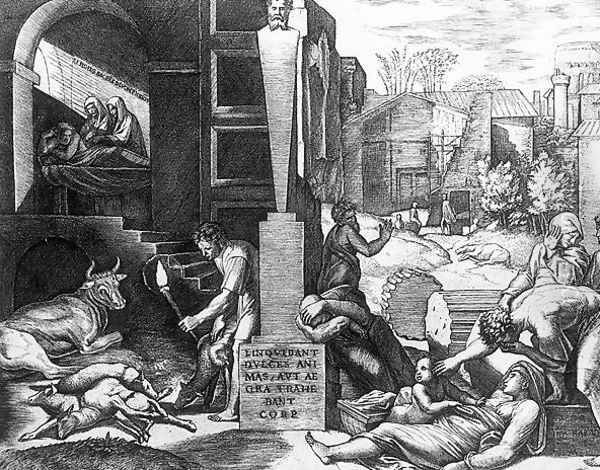 The Plague in Animals and Humans Oil Painting by Raphael