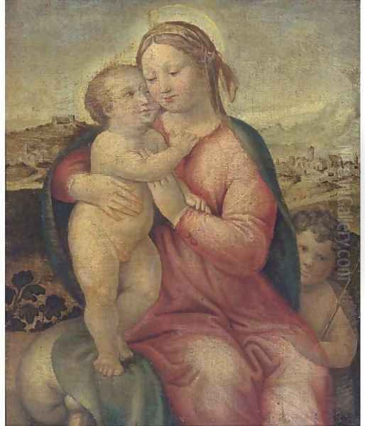 The Madonna and Child with the Infant Saint John the Baptist 2 Oil Painting by Raphael