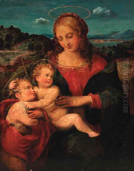 The Madonna and Child with the Infant Saint John the Baptist Oil Painting by Raphael