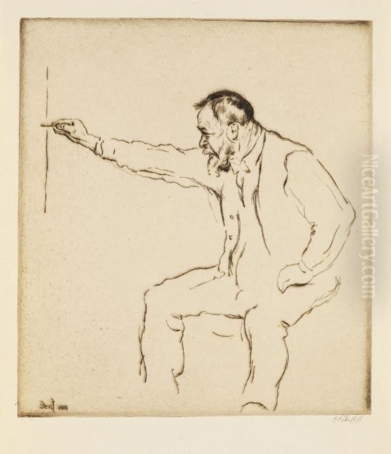 Ferdinand Hodler An Der Staffelei. Oil Painting by Emil Orlik