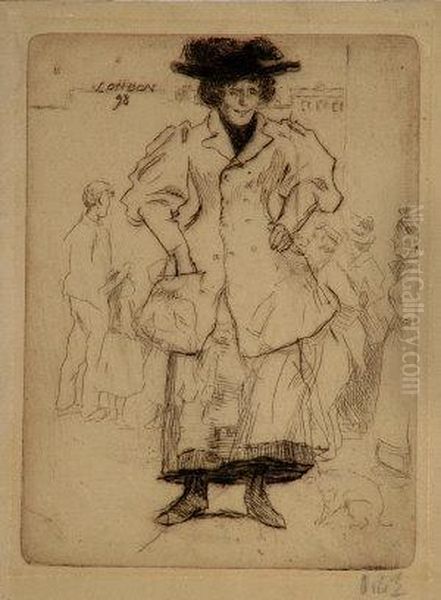 Czech, 
London Girl Oil Painting by Emil Orlik